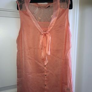 Chic Peach Front Tie Tank